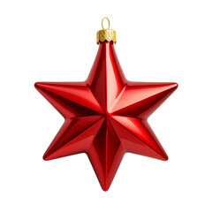 Fototapeta premium Gilded red star on christmas tree ornament isolated on transparent background