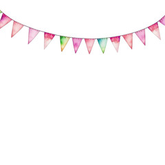 Fototapeta premium Watercolor Art: Minimalist Pink Carnival Garland On transparent background PNG file