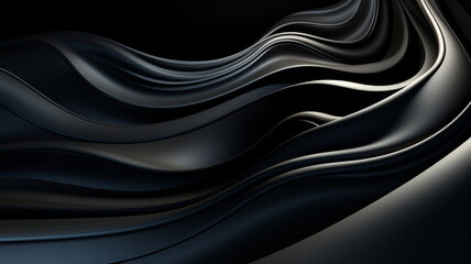 Obraz premium Abstract black color luxury geometric background with flowing lines and waves. Modern dark shiny curved wavy lines background