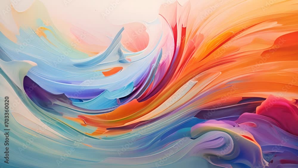 Poster an abstract painting of colorful colors on a white background. generative ai