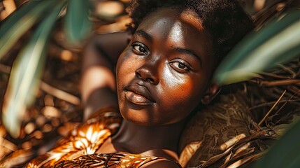 Beautiful Young African Woman Lies, Background HD For Designer