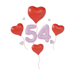 Heart Number 54 Valentine Day Anniversary 3d illustration