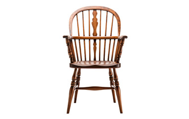 Genuine Snapshot of Windsor Chair in White Setting Isolated on Transparent Background PNG.