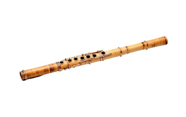 Real Photo Displaying Bamboo Flute in White Setting Isolated on Transparent Background PNG.
