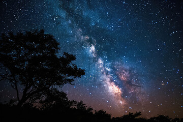 Fototapeta na wymiar Starry Night Sky Featuring The Milky Way Galaxy, Offering Aweinspiring Cosmic View