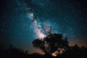 Fototapeta na wymiar Captivating Cosmic View: Starry Night Sky Showcasing The Milky Way Galaxy