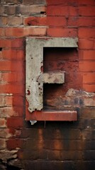 A brick wall with the letter E painted on it