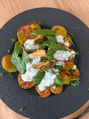 delicious vegan potato plate with greens