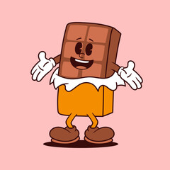cartoon chocolate cute character, chocolate icon vector, chocolate mascot