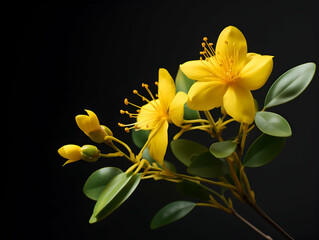 Fototapeta na wymiar Hypericum flower in studio background, single Hypericum flower, Beautiful flower images