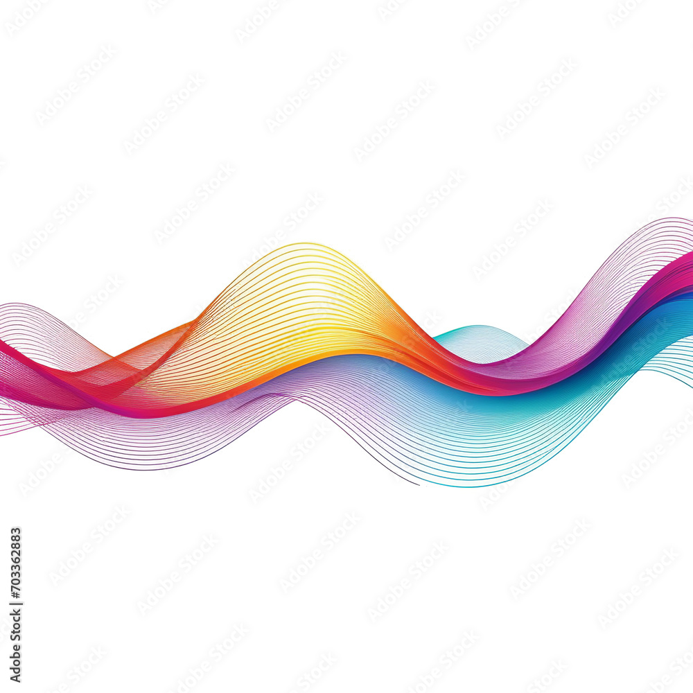 Poster colorful vector art: abstract flowing wave lines on transparent background png file