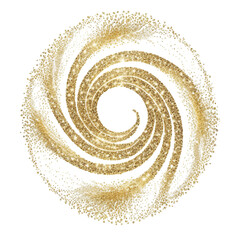 Golden Glitter Swirl: A Shiny Watercolor Illustration On transparent background PNG file