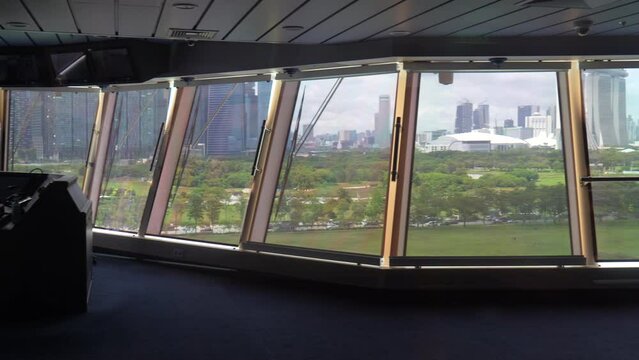 Singapore view from cruise ship navigational bridge.