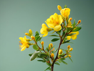 Fototapeta premium Hypericum flower in studio background, single Hypericum flower, Beautiful flower images