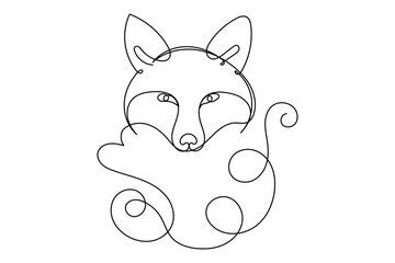 Doodle Fox Line Portrait. Editable Abstract Fox Logo Vector Line Sketch. Simple Curve Line Fox Symbol Silhouette Icon Design Isolated on White background	
