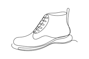 Doodle Shoe Symbol Curve Sketch Silhouette. Doodle Vintage Shoe Sketch Drawn One Continuous Line. Shoe Retro Fashion Symbol Element. Modern Shoe Craft Shop Advertising Flyer Banner Print Design Art