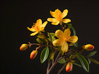 Fototapeta premium Hypericum flower in studio background, single Hypericum flower, Beautiful flower images