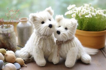 handmade knitted dog toy animal