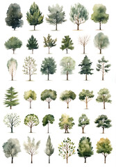 Tree images, two-dimensional png files, decorate garden plans.