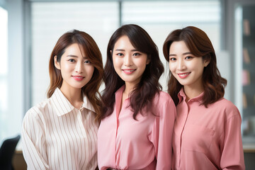 Fototapeta premium Three Elegant Japanese Women in the Office. Businesswoman concept