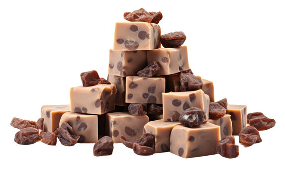 Authentic Image Featuring Chocolate Chunks and Raisins Isolated on Transparent Background PNG.