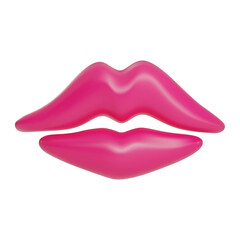 render of pink lips or kiss. Vector 3D illustration on isolated white background