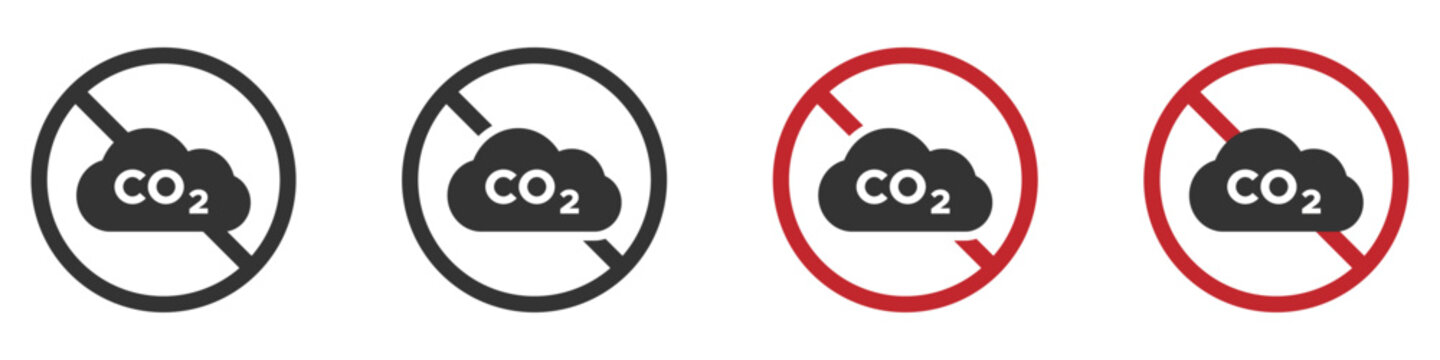 No CO2 vector icons. CO2 prohibition vector signs set