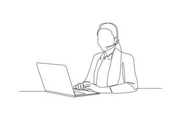 Costumer service accept all costumer complain. Marketing Concept. Single line draw design vector graphic illustration.