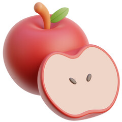 PNG 3D apple icon isolated on a white background