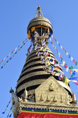 Top of a stupa at the Swayambhunath temple in Kathmandu