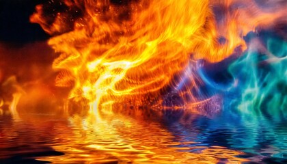abstract colourful fire and water