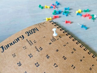 2024 January months calendar business event reminder plan concept - obrazy, fototapety, plakaty