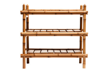 Bamboo Stacking Plant Shelf on Transparent Background, PNG, Generative Ai