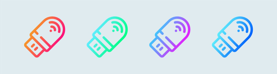 Usb modem line icon in gradient colors. Network signs vector illustration. - obrazy, fototapety, plakaty