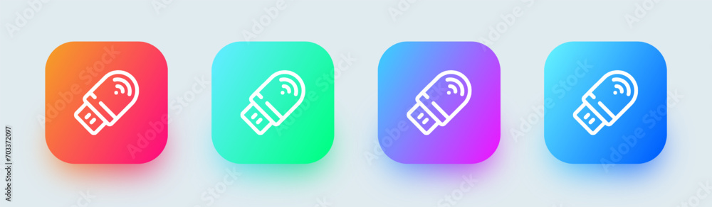 Poster usb modem line icon in square gradient colors. network signs vector illustration.