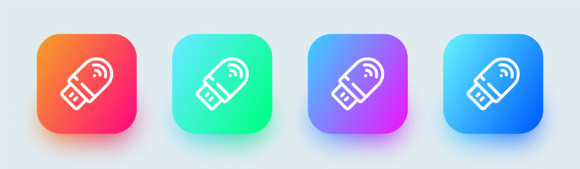 Usb modem line icon in square gradient colors. Network signs vector illustration.