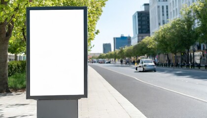 sidewalk billboard mockup with a blurred city street scene urban marketing strategy