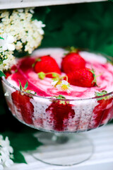 chia pudding with strawberry .selective focus