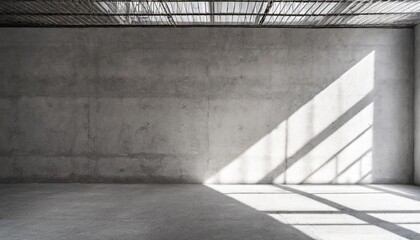 abstract empty modern concrete room with ceiling opening grid shadow and rough floor industrial...
