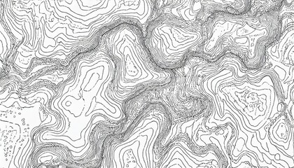 black white topography contour outline map with relief elevation vector abstract background topographic geography wallpaper vintage cartographic art old geographic territory treasure hunt adventure - obrazy, fototapety, plakaty