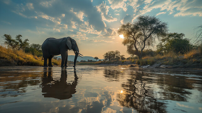 Beautiful photo of a majestic elephant in the wilderness. Ai generated