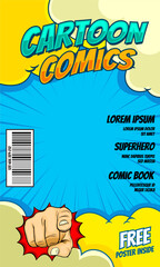 Comic book cover. Vector illustration style cartoon.