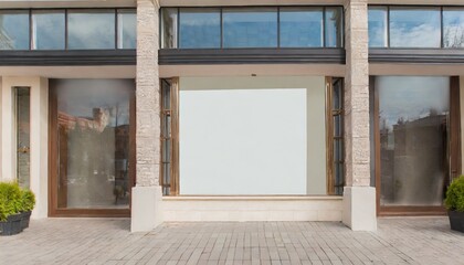 shopfront with large windows showcase with place for name