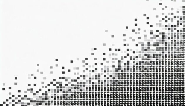 black fading pixel square modern abstract background pattern horizontal isolated on white