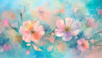 beautiful flowers abstract floral design in pastel colors for prints postcards or wallpaper