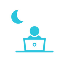 Night working icon, office, avatar, person, from blue icon set