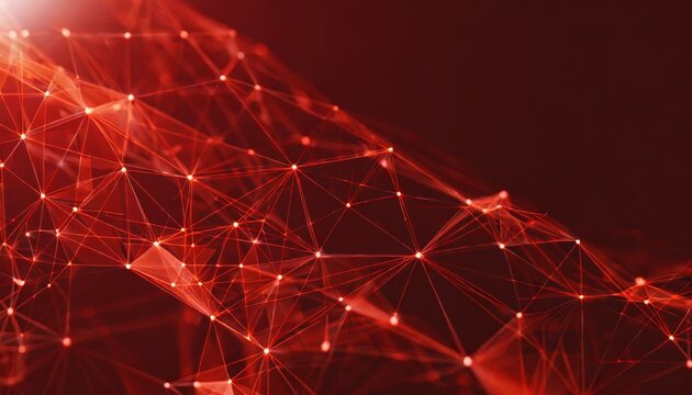 abstract digital connection dots and lines technology background network connection structure red plexus effect 3d
