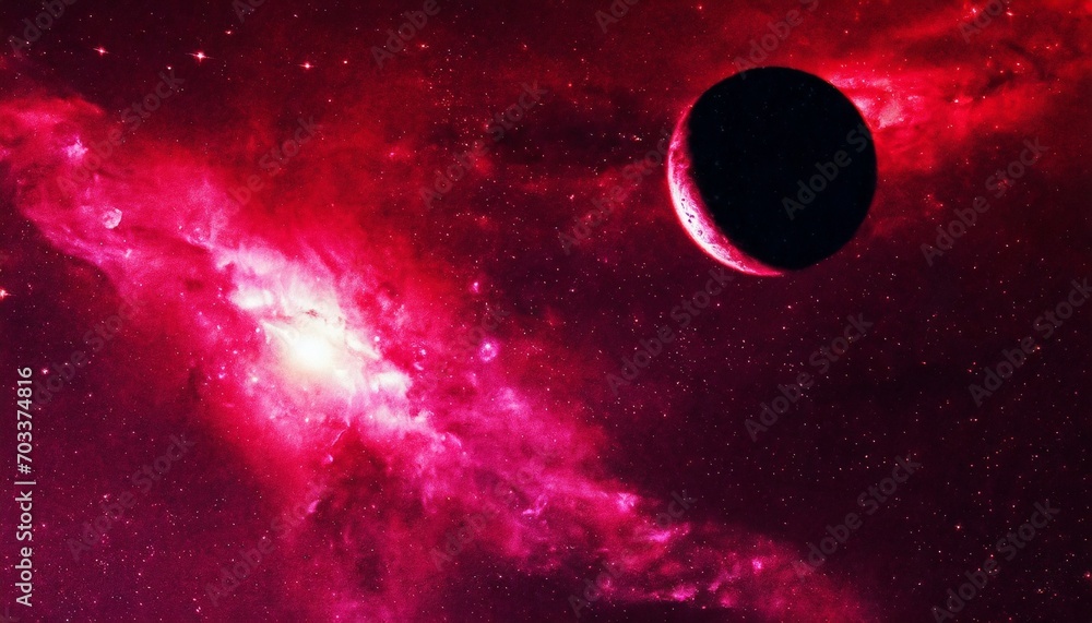Wall mural planet in space red star formed in an eclipse abstract galaxy colorful space galaxy cloud nebula sta