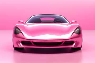 Pink sports car on a pink background