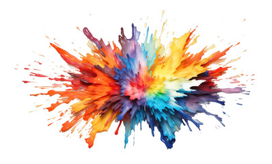 Burst of colorful oil paint isolated on transparent background. PNG file, cut out